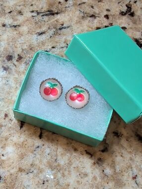 Cherry Enamel Stud Earrings